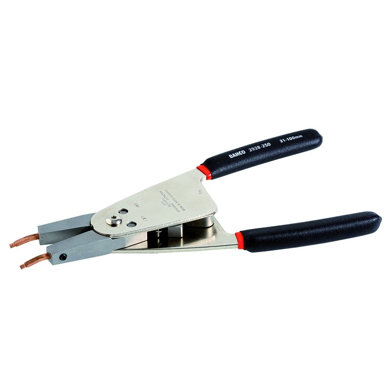 Replės fiksavimo žiedams su keičiamais antgaliais vidiniams ir išoriniams žiedams 250mm 46-102/38-102mm Replės fiksavimo žiedams su keičiamais antgaliais vidiniams ir išoriniams žiedams 250mm 46-102/38-102mm