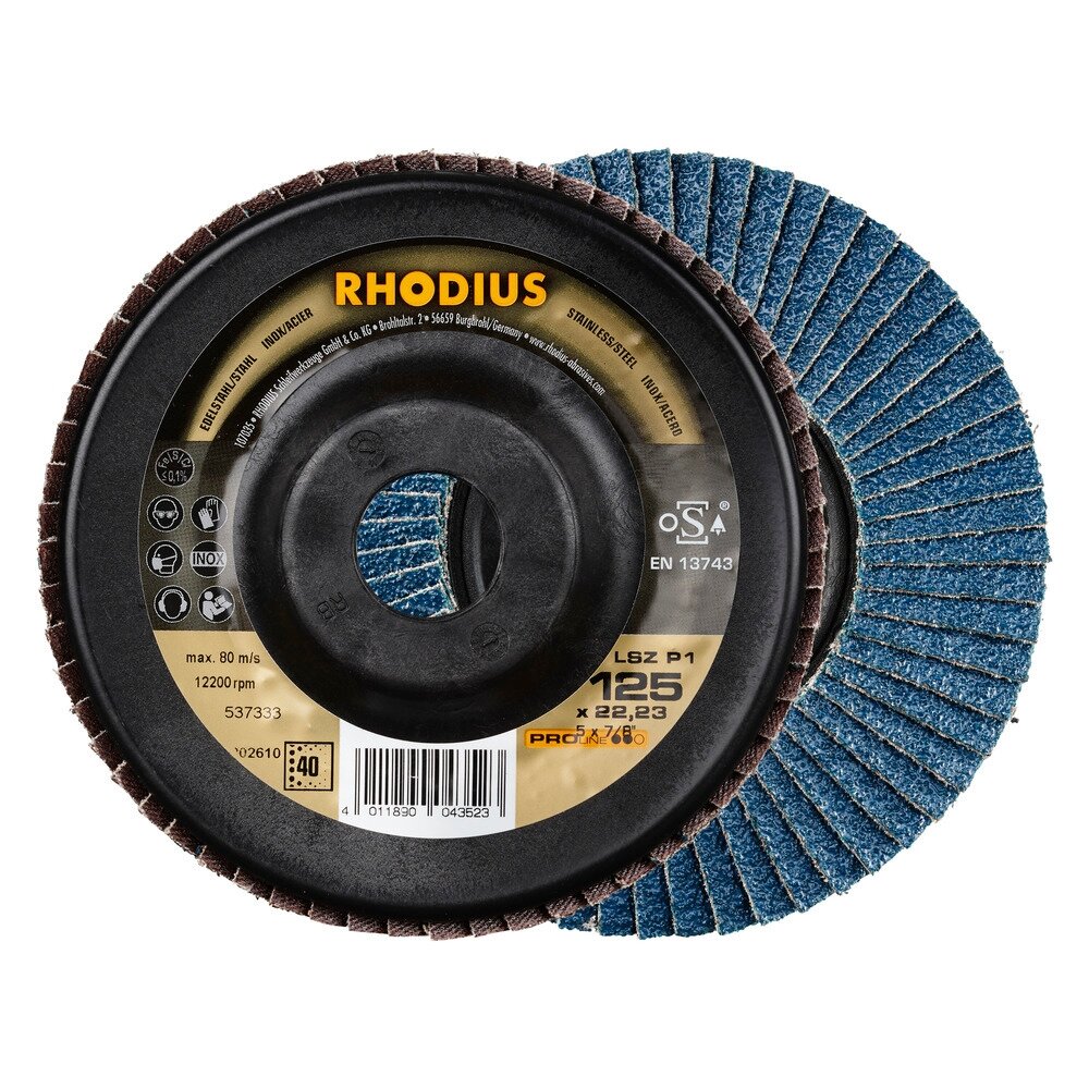 Rhodius Lapelinis šlifavimo diskas „Rhodius" 180 mm. LSZ80 Rhodius Lapelinis šlifavimo diskas „Rhodius" 180 mm. LSZ80