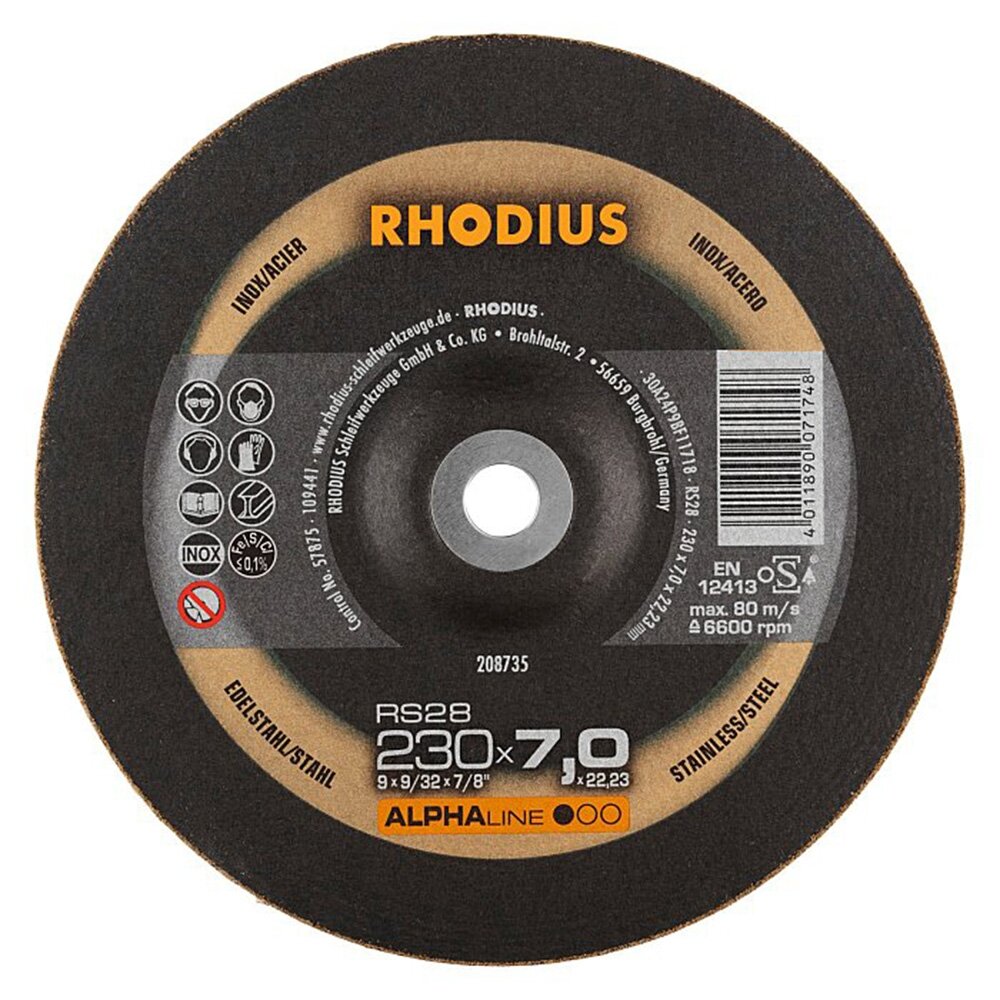Rhodius Met. šlif. diskas „RHODIUS" 230x7x22,2 mm