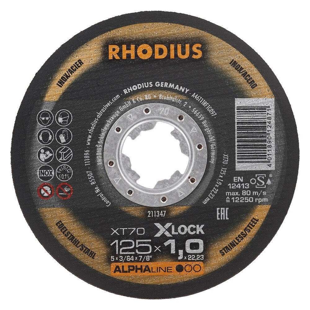 Rhodius Met.pj. diskas XT70 125x1,5x22 X-LOCK