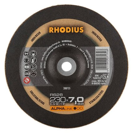 Rhodius Met. šlif. diskas „RHODIUS" 230x7x22,2 mm Rhodius Met. šlif. diskas „RHODIUS" 230x7x22,2 mm
