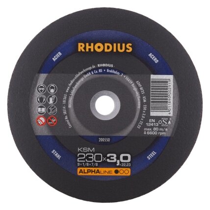 Rhodius Metalo pjovimo diskas KSM 230x3x22,23 mm Rhodius Metalo pjovimo diskas KSM 230x3x22,23 mm