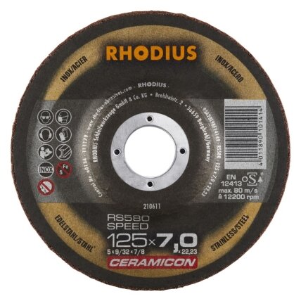 Rhodius Metalo šlif. diskas SPEED 125x7x22,23 mm Rhodius Metalo šlif. diskas SPEED 125x7x22,23 mm