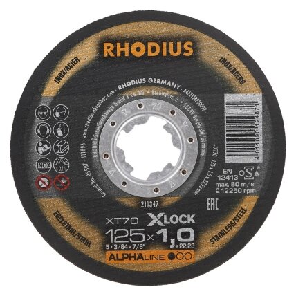 Rhodius Met.pj. diskas XT70 125x1,0x22 X-LOCK Rhodius Met.pj. diskas XT70 125x1,0x22 X-LOCK