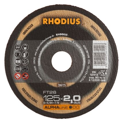 Rhodius Pjovimo diskas Rhodius FT26 180x2x22,23 mm Rhodius Pjovimo diskas Rhodius FT26 180x2x22,23 mm
