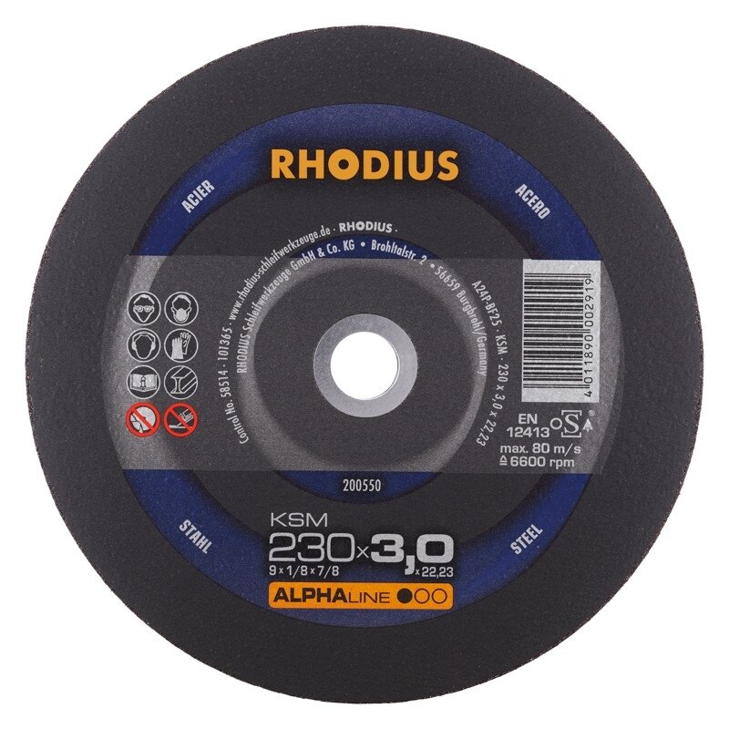 Rhodius Metalo pjovimo diskas KSM 230x3x22,23 mm Rhodius Metalo pjovimo diskas KSM 230x3x22,23 mm