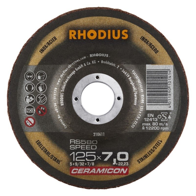 Rhodius Metalo šlif. diskas SPEED 125x7x22,23 mm Rhodius Metalo šlif. diskas SPEED 125x7x22,23 mm