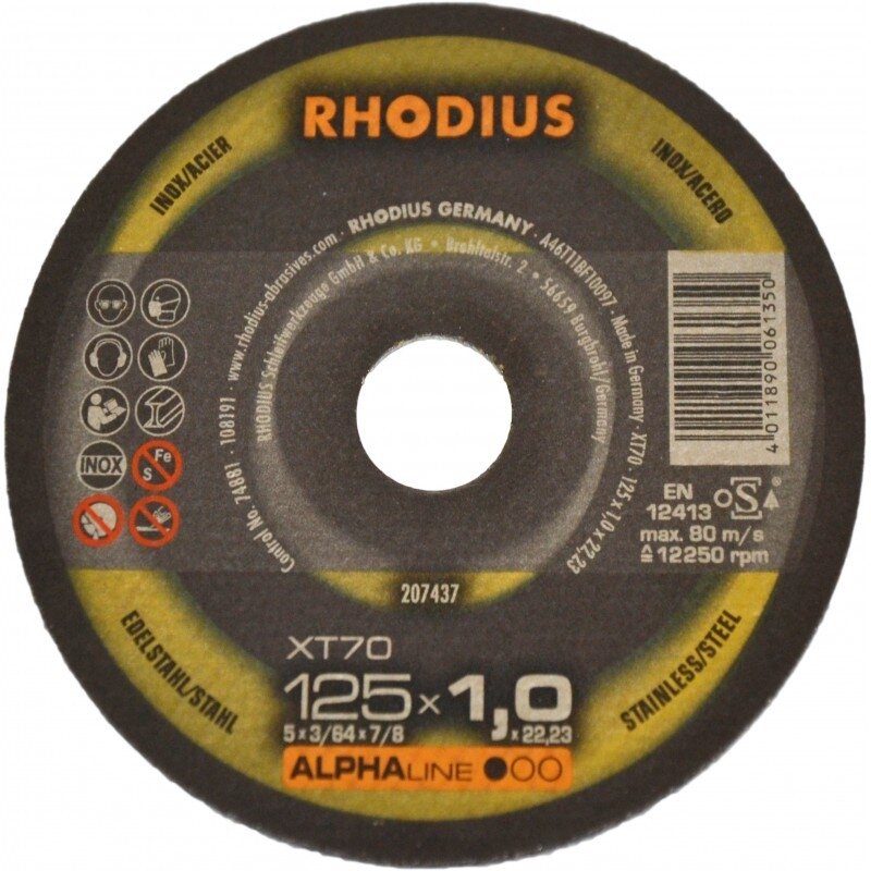 Rhodius Pjovimo diskas XT70 125x1x22,23 mm Rhodius Pjovimo diskas XT70 125x1x22,23 mm