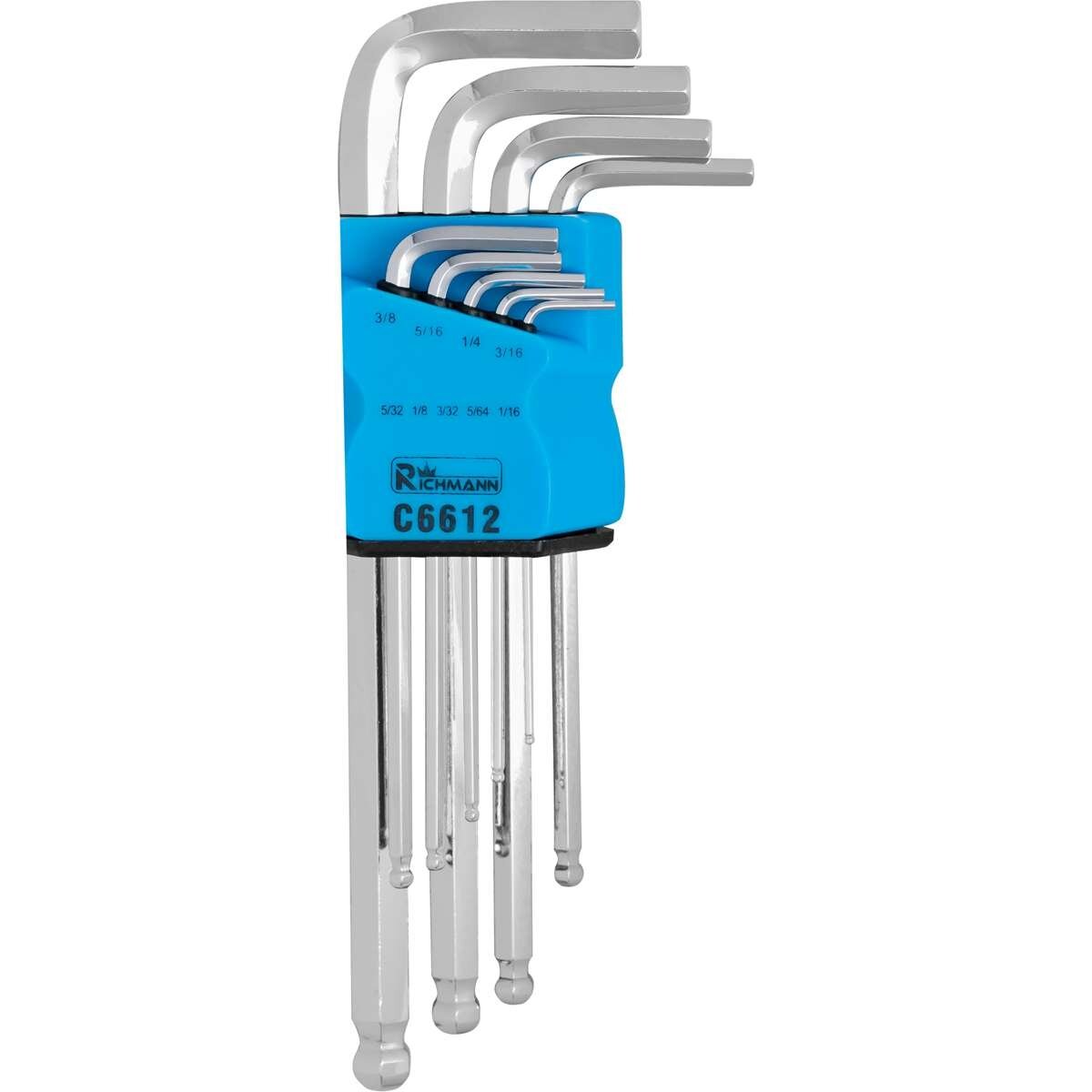Richmann Colinių L formos raktų komplektas 1/16 "- 3/8", 9 VNT Richmann Colinių L formos raktų komplektas 1/16 "- 3/8", 9 VNT