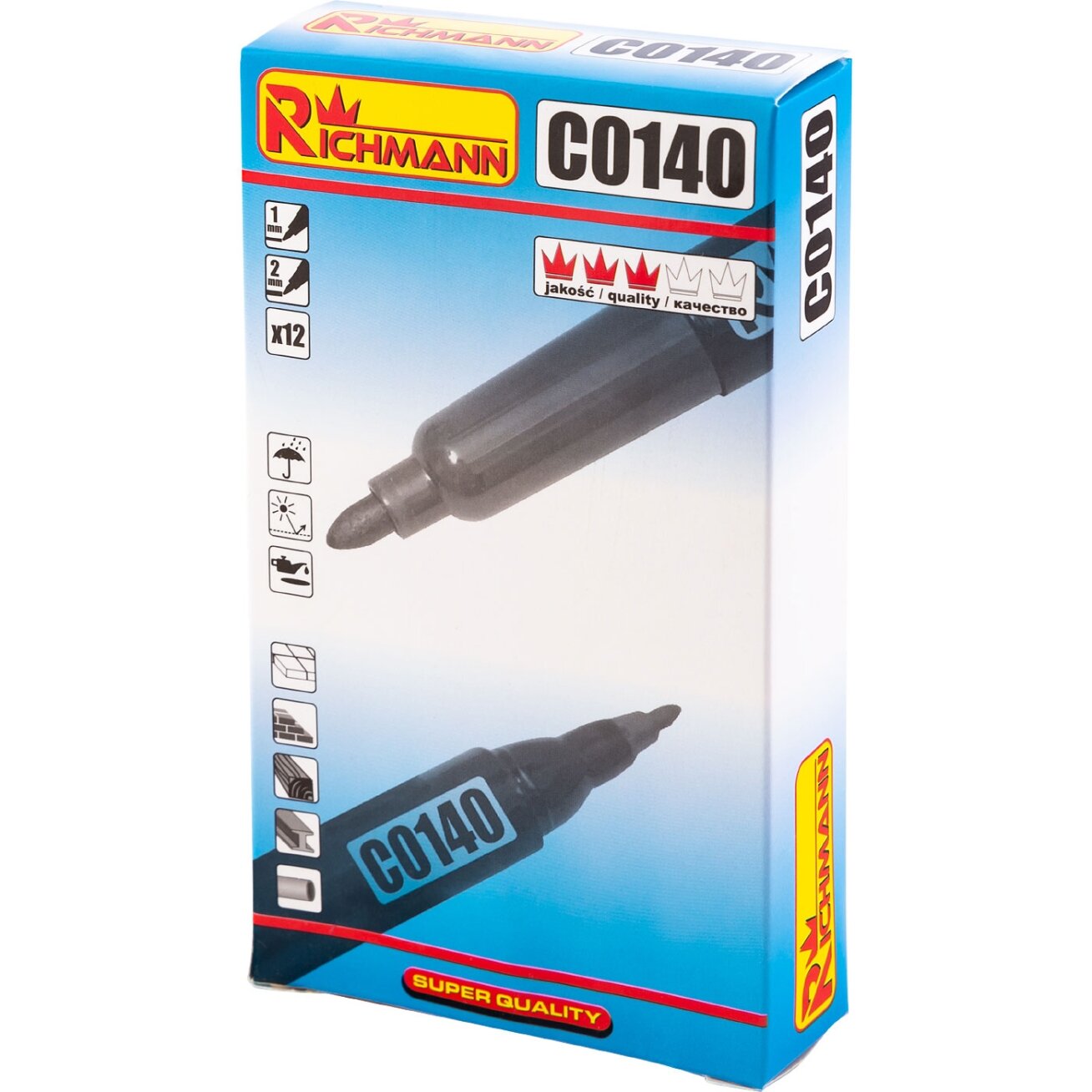 Richmann Juodas dvigubas markeris 1-2 mm 1 Richmann Juodas dvigubas markeris 1-2 mm 1