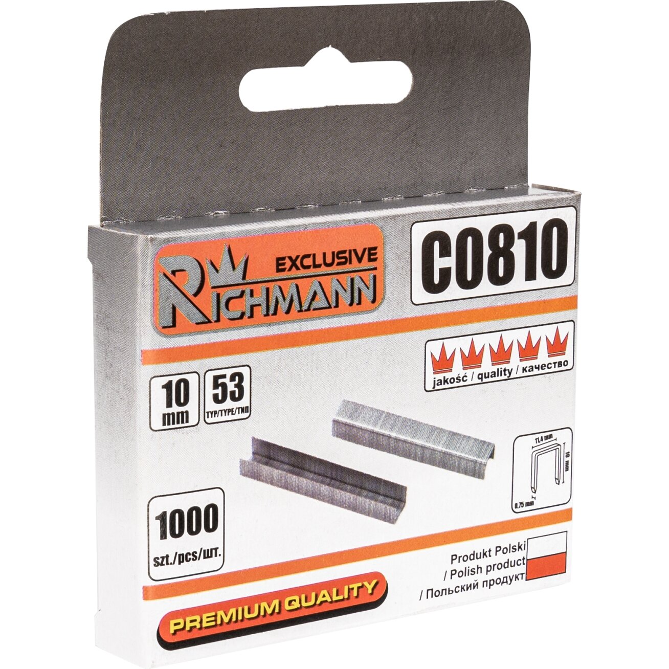 Richmann Kabės 53 tipo „RICHMANN" 10 mm, 1000 vnt.