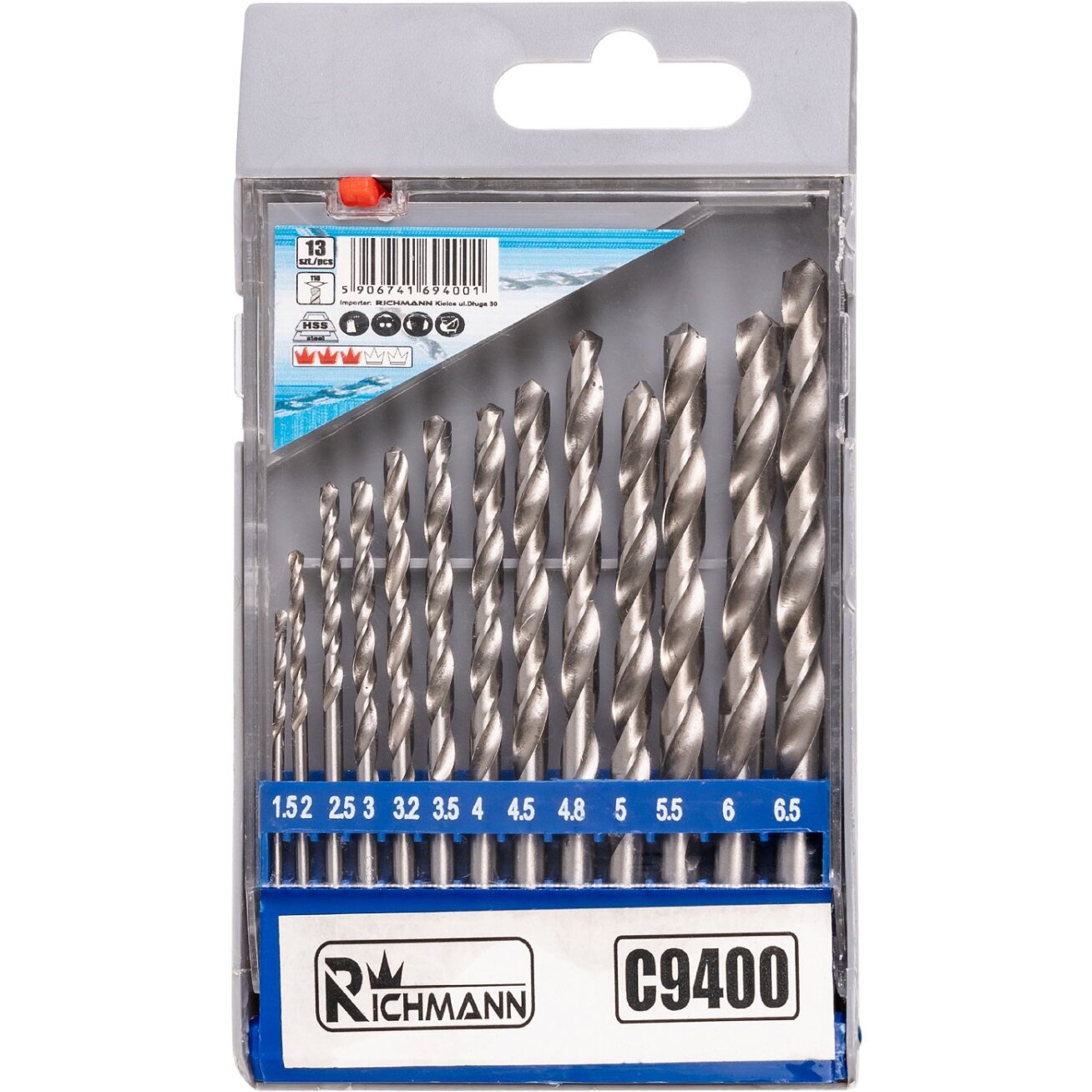 Richmann Metalo grąžtų rinkinys 1,5-6,5 mm 12 vnt Richmann Metalo grąžtų rinkinys 1,5-6,5 mm 12 vnt