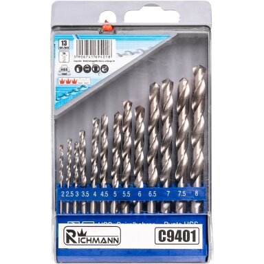 Richmann Grąžtų rinkinys 2 - 8 mm, 13 vnt.