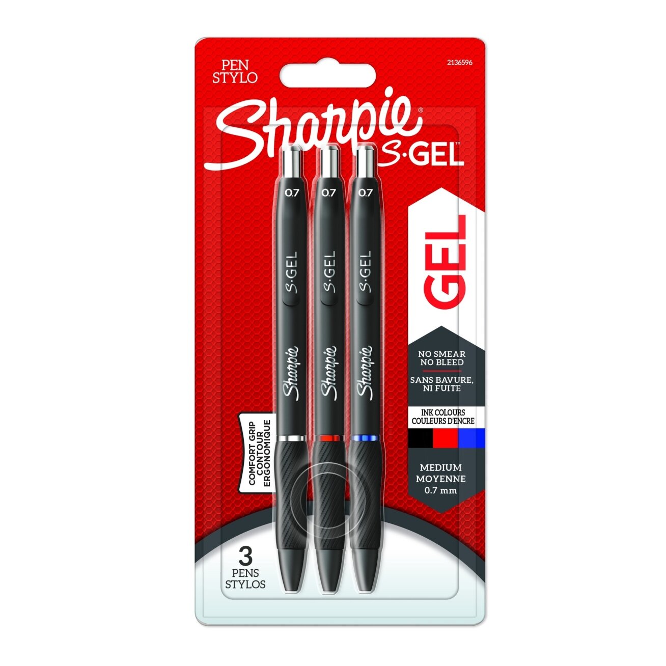 Sharpie Rašiklis „Sharpie S-GEL", mėl./juod./raud., blist., 3 vnt.