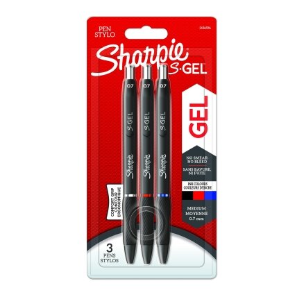 Sharpie Rašiklis „Sharpie S-GEL", mėl./juod./raud., blist., 3 vnt.