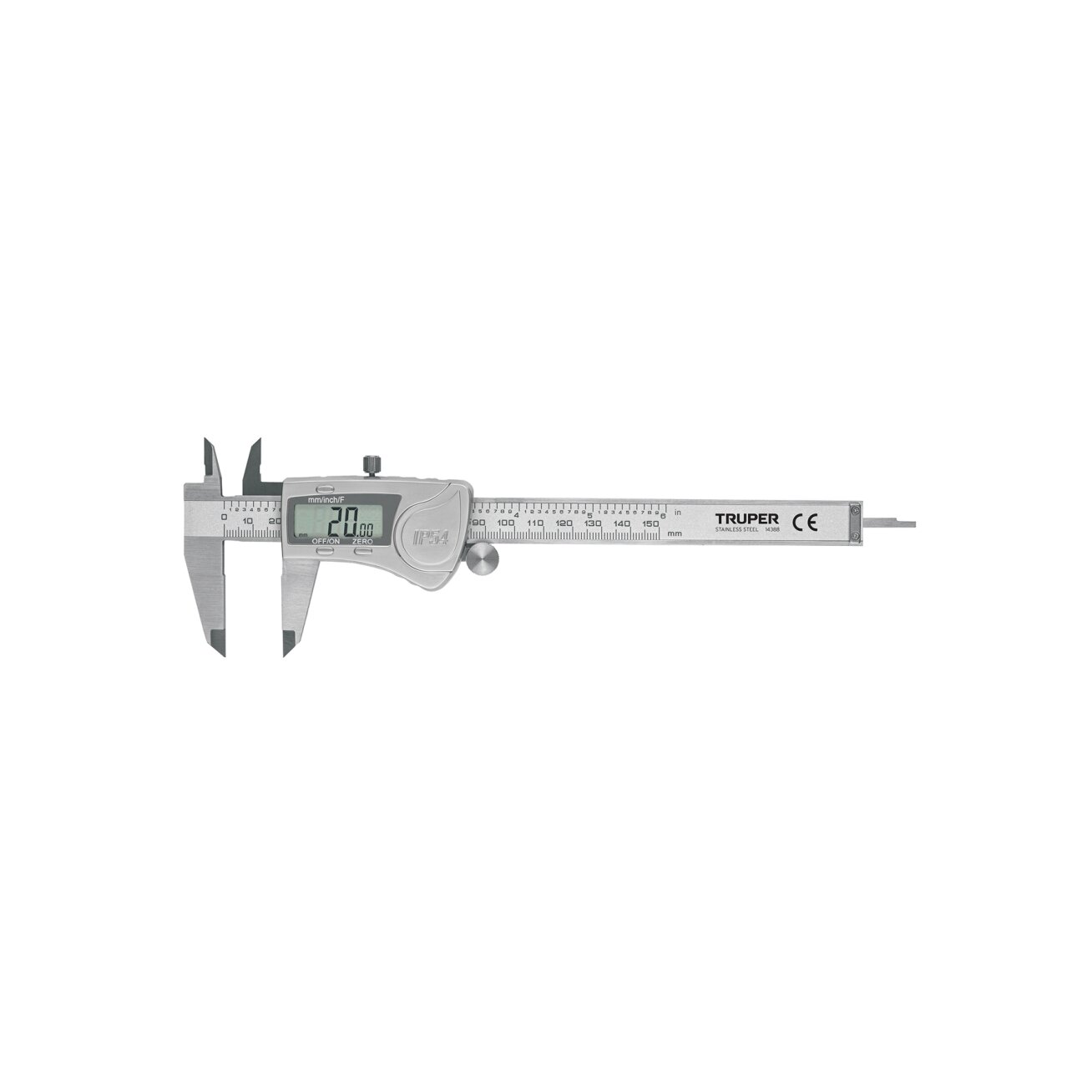 Skaitmeninis slankmatis. Tikslumas 0,01mm. Minimalus matuojamas storis 0,01mm, didžiausias matuojamas storis 150mm Truper® Skaitmeninis slankmatis. Tikslumas 0,01mm. Minimalus matuojamas storis 0,01mm, didžiausias matuojamas storis 150mm Truper®