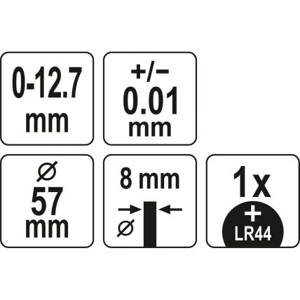 Skaitmeninis indikatorius 0 - 12.7mm 4 Skaitmeninis indikatorius 0 - 12.7mm 4