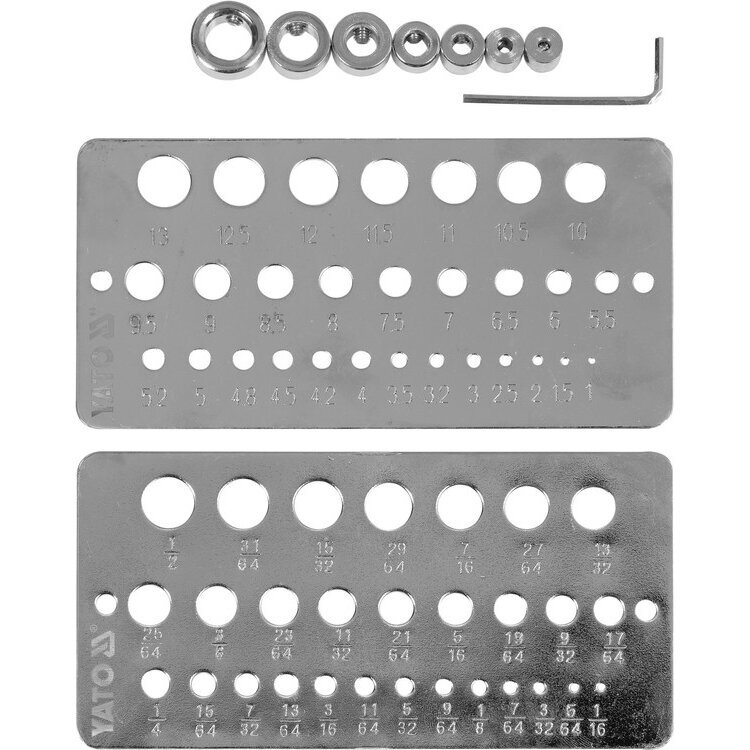 Skylių šablonas/ gręžimo gylio ribotuvas 10vnt. (1.0-13.0mm) Skylių šablonas/ gręžimo gylio ribotuvas 10vnt. (1.0-13.0mm)