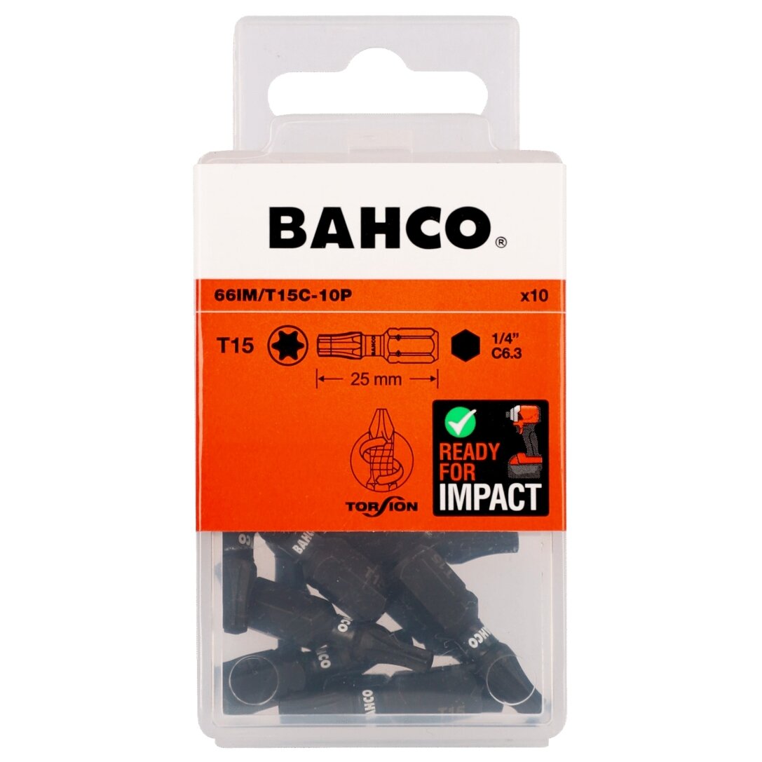 Smūginiai antgaliai Bahco 66IM T15 25mm , 10vnt blisteris Smūginiai antgaliai Bahco 66IM T15 25mm , 10vnt blisteris