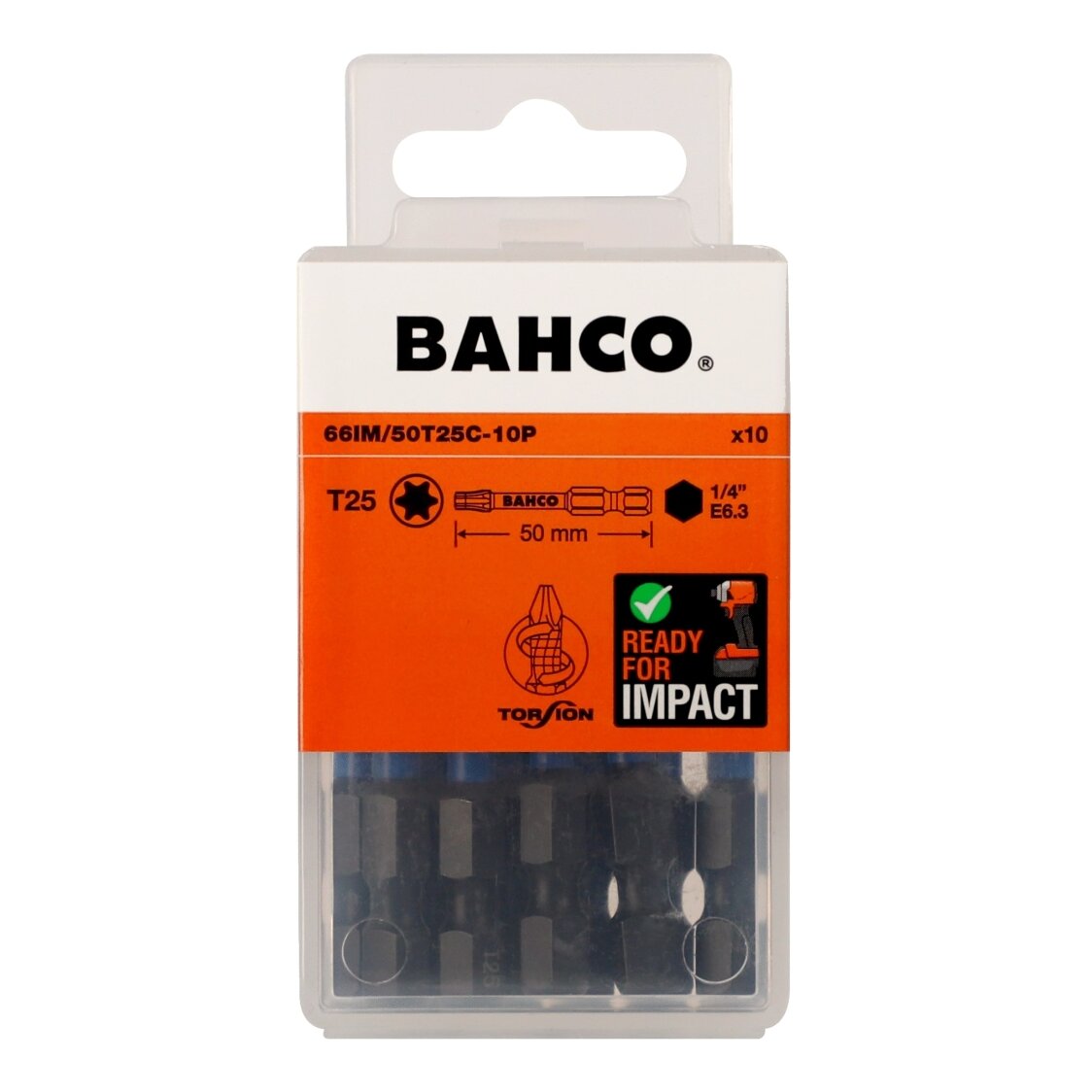 Smūginiai antgaliai Bahco 66IM T25 50mm , 10vnt blisteris Smūginiai antgaliai Bahco 66IM T25 50mm , 10vnt blisteris