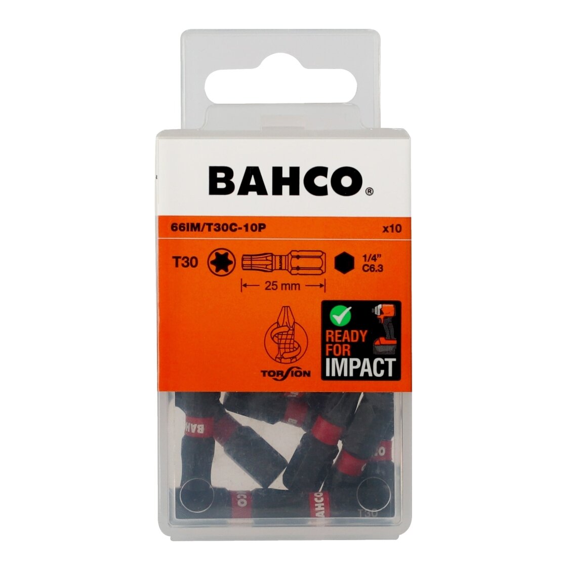 Smūginiai antgaliai Bahco 66IM T30 25mm , 10vnt blisteris