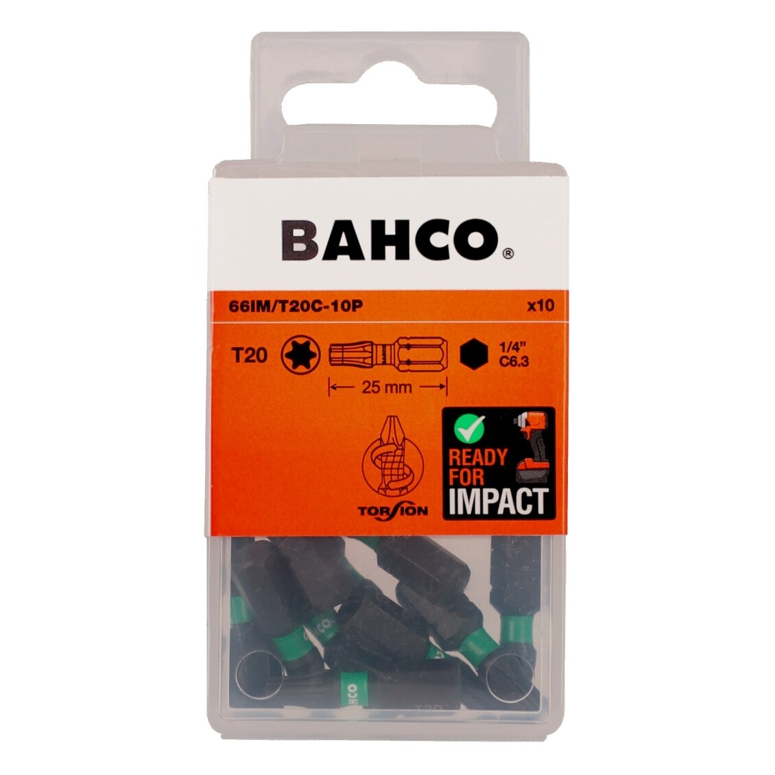 Smūginiai antgaliai Bahco 66IM T20 25mm , 10vnt blisteris