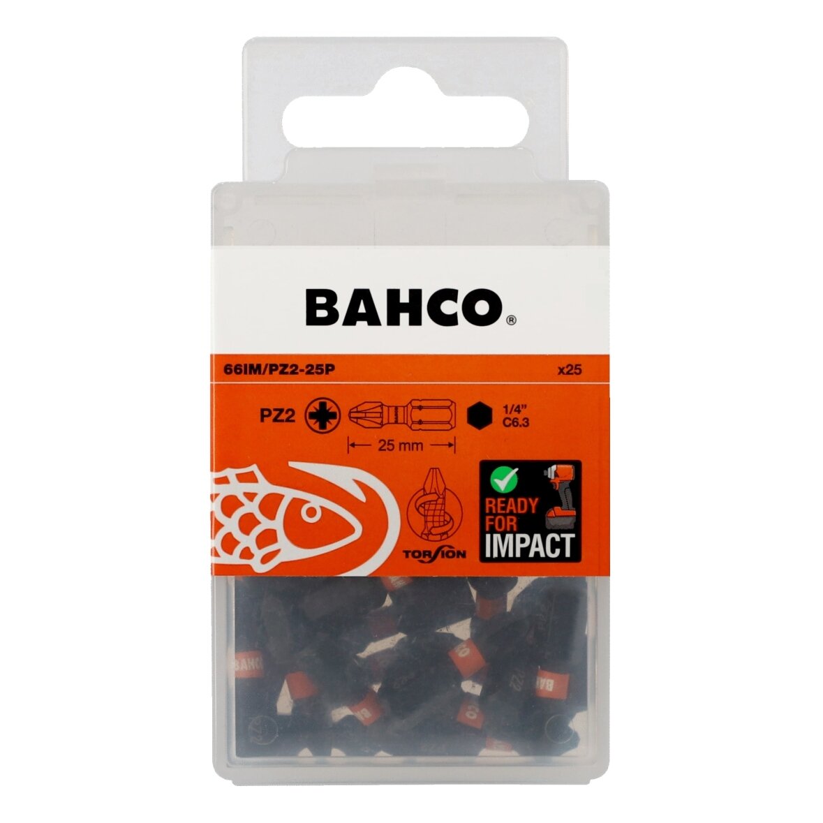Smūginiai antgaliai Bahco 66IM PZ2 25mm , 25vnt blisteris Smūginiai antgaliai Bahco 66IM PZ2 25mm , 25vnt blisteris