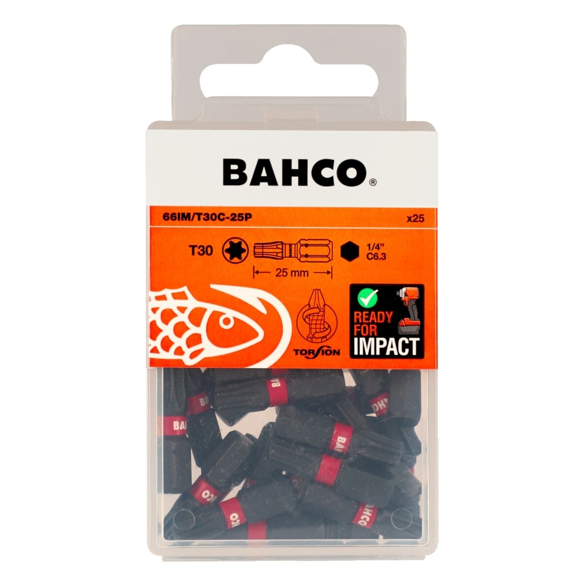 Smūginiai antgaliai Bahco 66IM T30 25mm , 25vnt blisteris