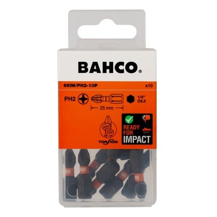 Smūginiai antgaliai Bahco 66IM PH2 25mm , 10vnt blisteris Smūginiai antgaliai Bahco 66IM PH2 25mm , 10vnt blisteris