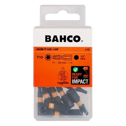Smūginiai antgaliai Bahco 66IM T10 25mm , 10vnt blisteris Smūginiai antgaliai Bahco 66IM T10 25mm , 10vnt blisteris
