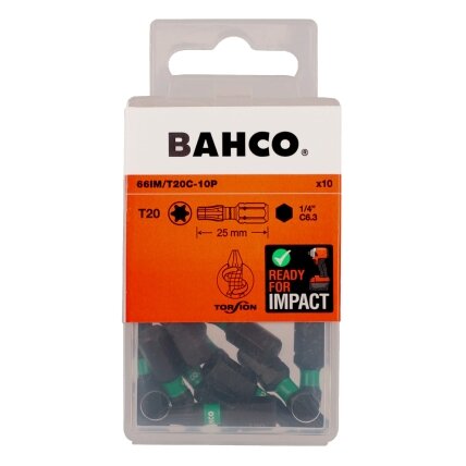 Smūginiai antgaliai Bahco 66IM T20 25mm , 10vnt blisteris Smūginiai antgaliai Bahco 66IM T20 25mm , 10vnt blisteris