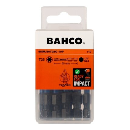 Smūginiai antgaliai Bahco 66IM T25 50mm , 10vnt blisteris Smūginiai antgaliai Bahco 66IM T25 50mm , 10vnt blisteris