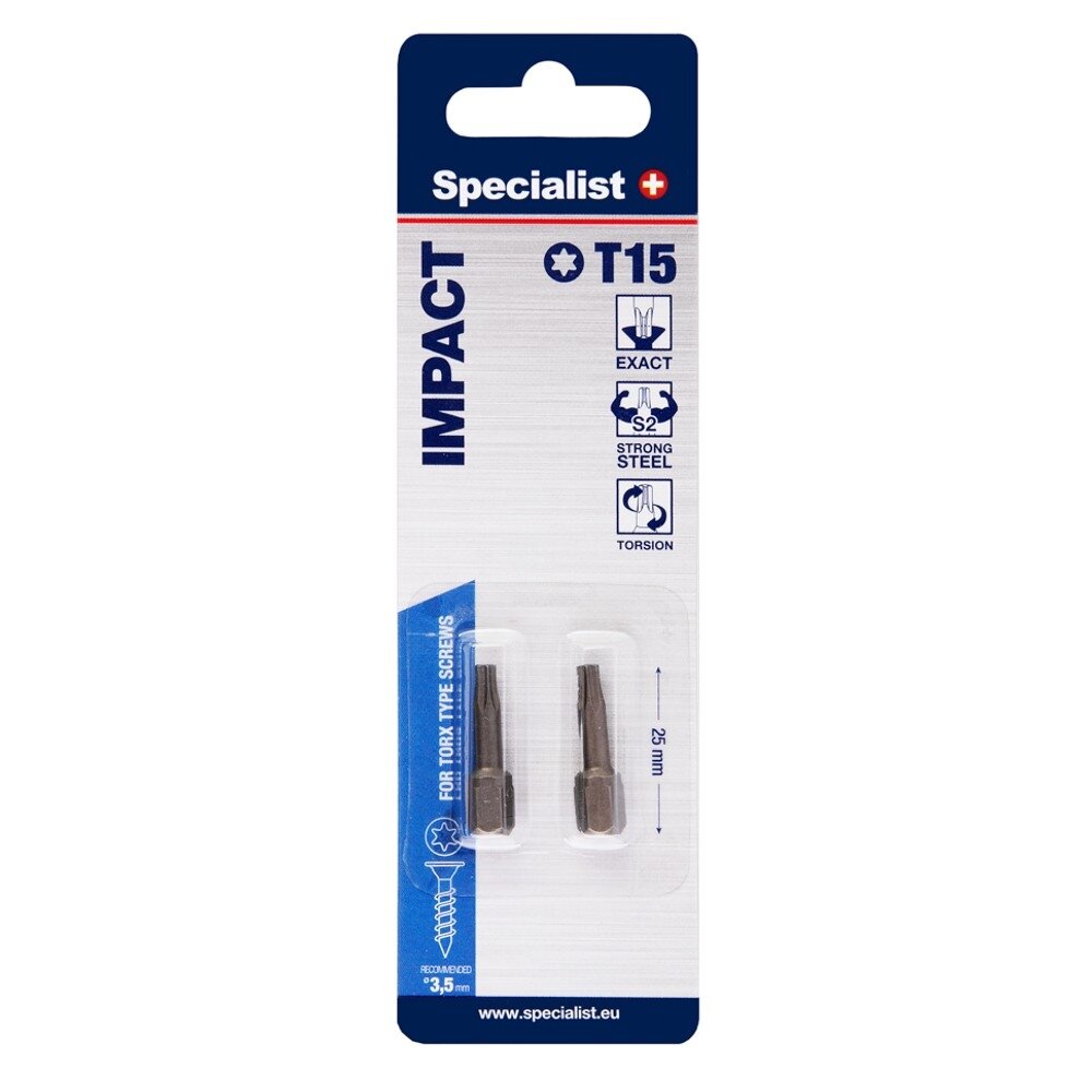 Specialist+ SPECIALIST+ atsuktuvo antgalis T15 2 vnt. Specialist+ SPECIALIST+ atsuktuvo antgalis T15 2 vnt.