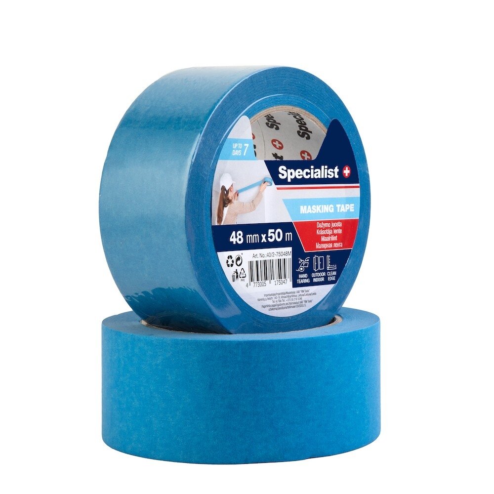 Specialist+ SPECIALIST+ dažymo juosta, 48 mm x 50 m, mėlyna Specialist+ SPECIALIST+ dažymo juosta, 48 mm x 50 m, mėlyna