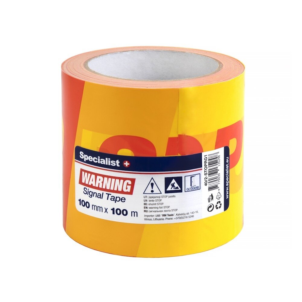 Specialist+ SPECIALIST+ juosta „STOP“, 100 mm x 100 m, raudona/geltona