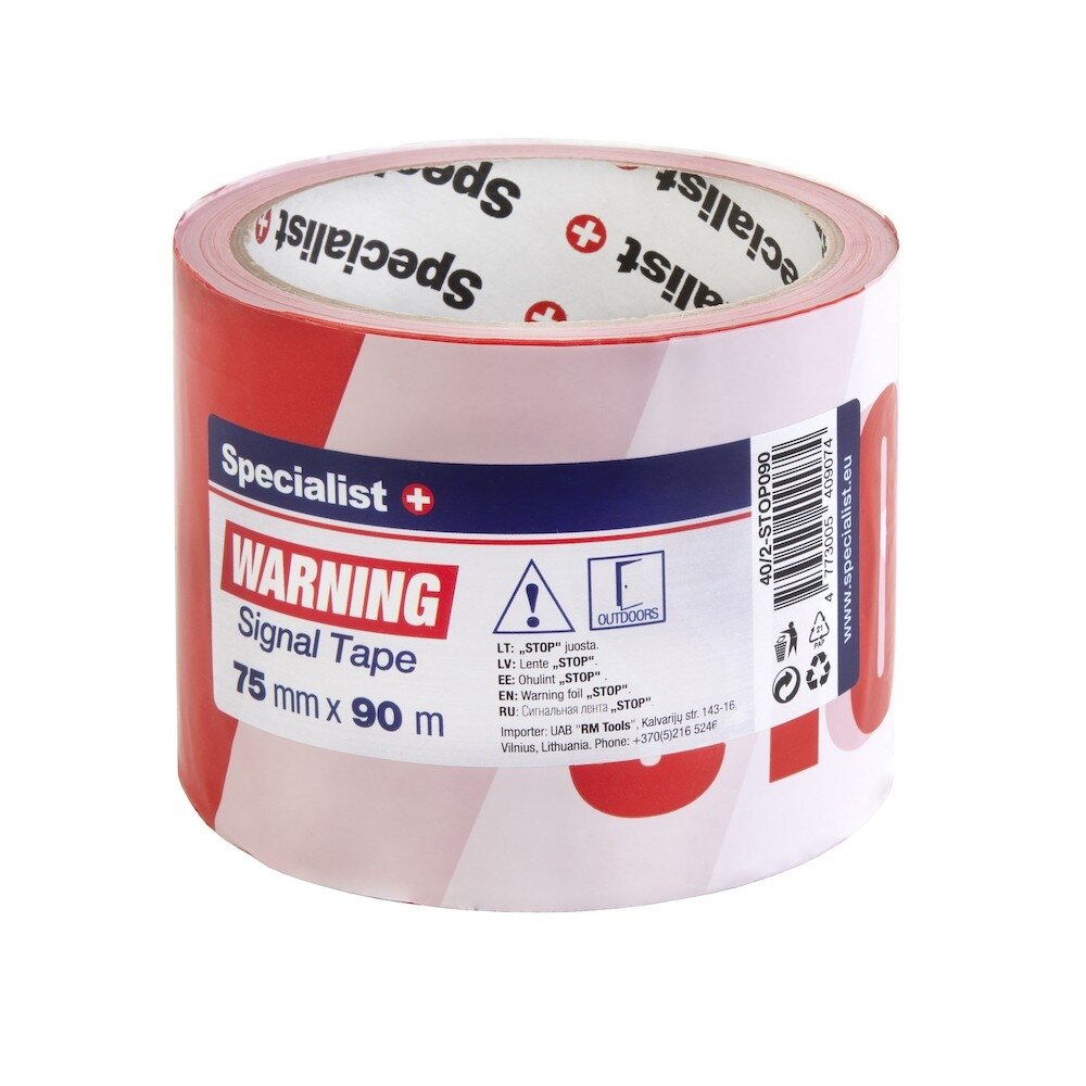 Specialist+ SPECIALIST+ juosta „STOP“, 75 mm x 90 m, raudona/balta Specialist+ SPECIALIST+ juosta „STOP“, 75 mm x 90 m, raudona/balta