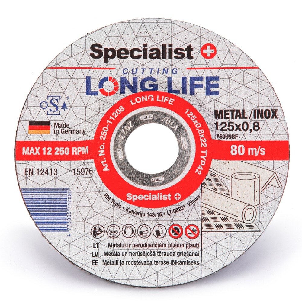 Specialist+ SPECIALIST+ metalo pj.diskas LONG LIFE, 125x0.8x22 mm Specialist+ SPECIALIST+ metalo pj.diskas LONG LIFE, 125x0.8x22 mm