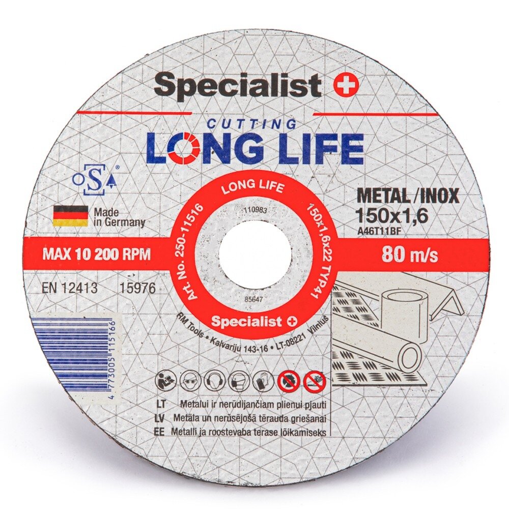 Specialist+ SPECIALIST+ metalo pj.diskas LONG LIFE, 150x1.6x22 mm Specialist+ SPECIALIST+ metalo pj.diskas LONG LIFE, 150x1.6x22 mm