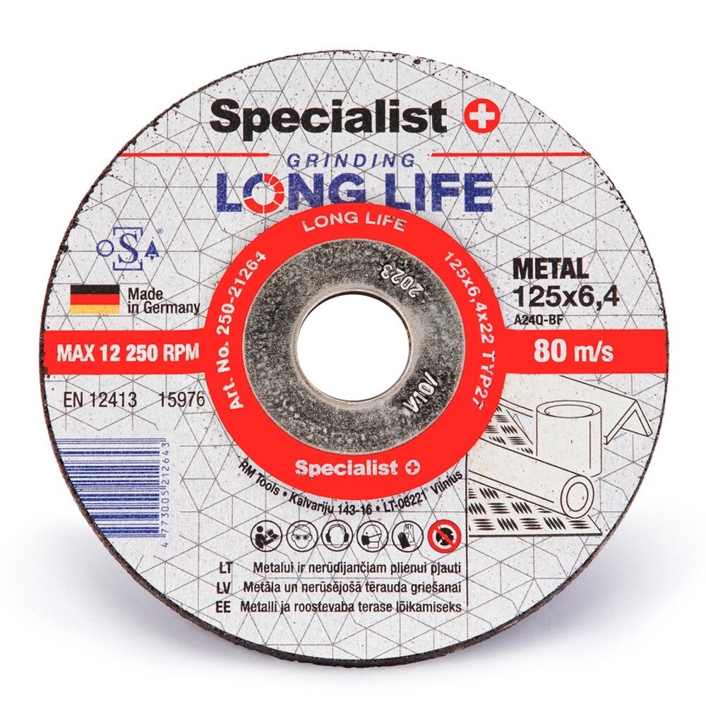 Specialist+ SPECIALIST+ šlif. diskas LONG LIFE, 125x6.4x22 mm Specialist+ SPECIALIST+ šlif. diskas LONG LIFE, 125x6.4x22 mm