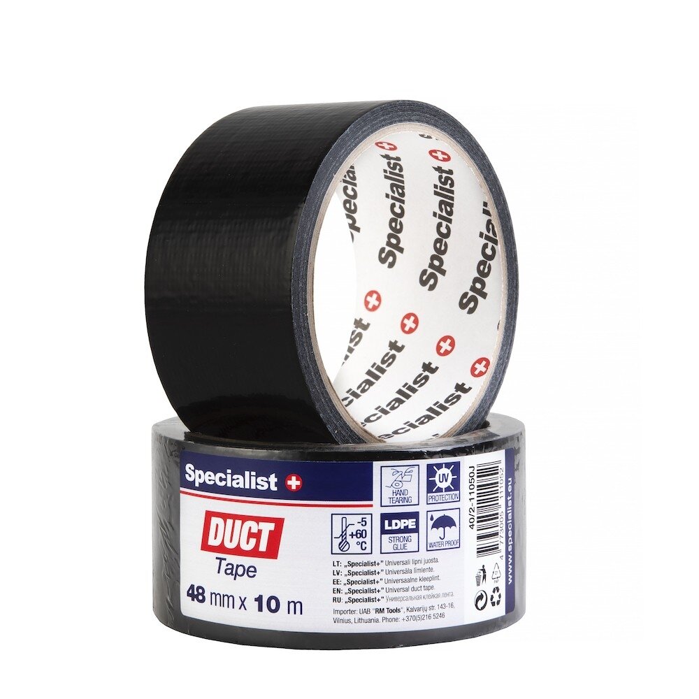 Specialist+ SPECIALIST+ univ. lipni juosta, 48 mm x 10 m, juoda Specialist+ SPECIALIST+ univ. lipni juosta, 48 mm x 10 m, juoda