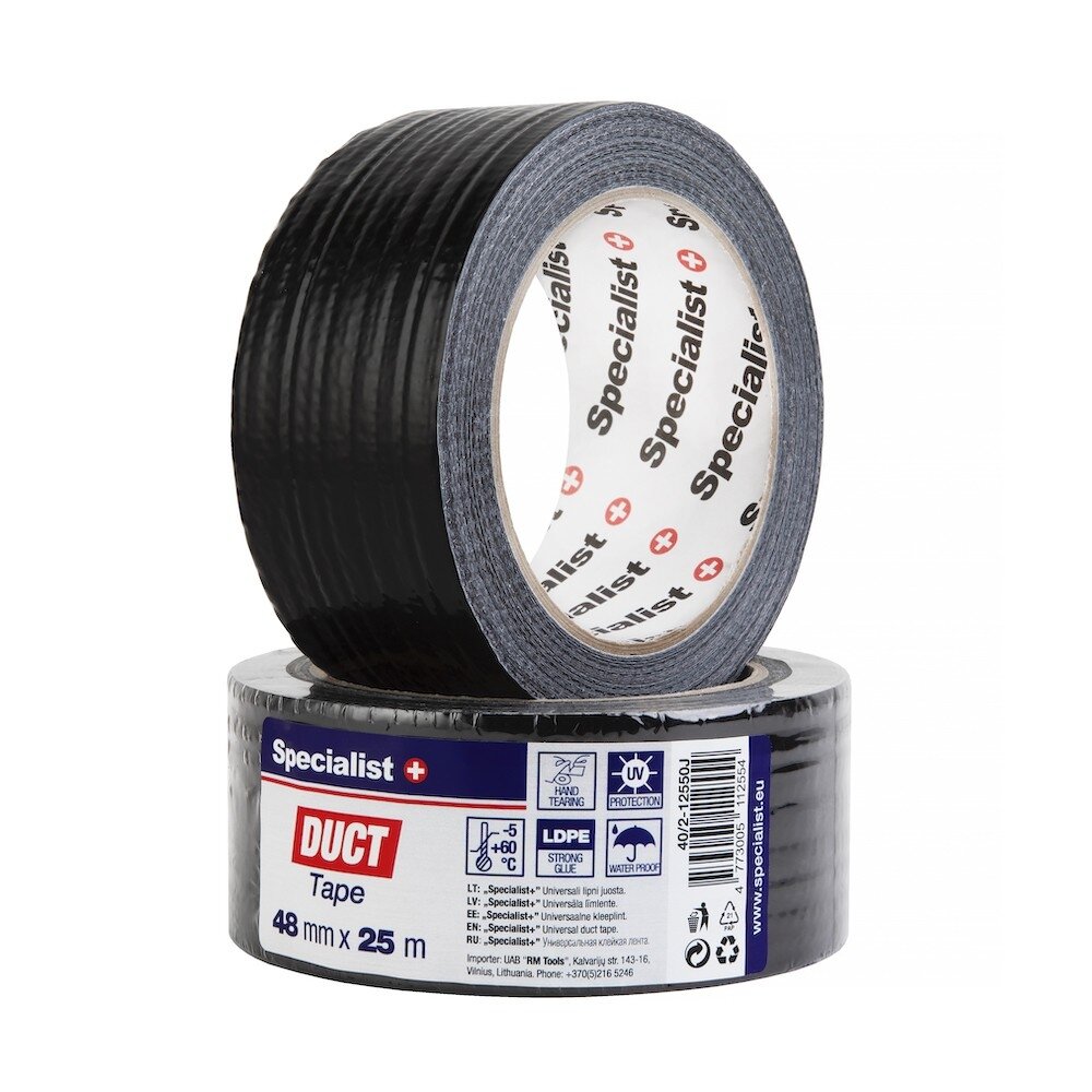 Specialist+ SPECIALIST+ univ. lipni juosta, 48 mm x 25 m, juoda Specialist+ SPECIALIST+ univ. lipni juosta, 48 mm x 25 m, juoda