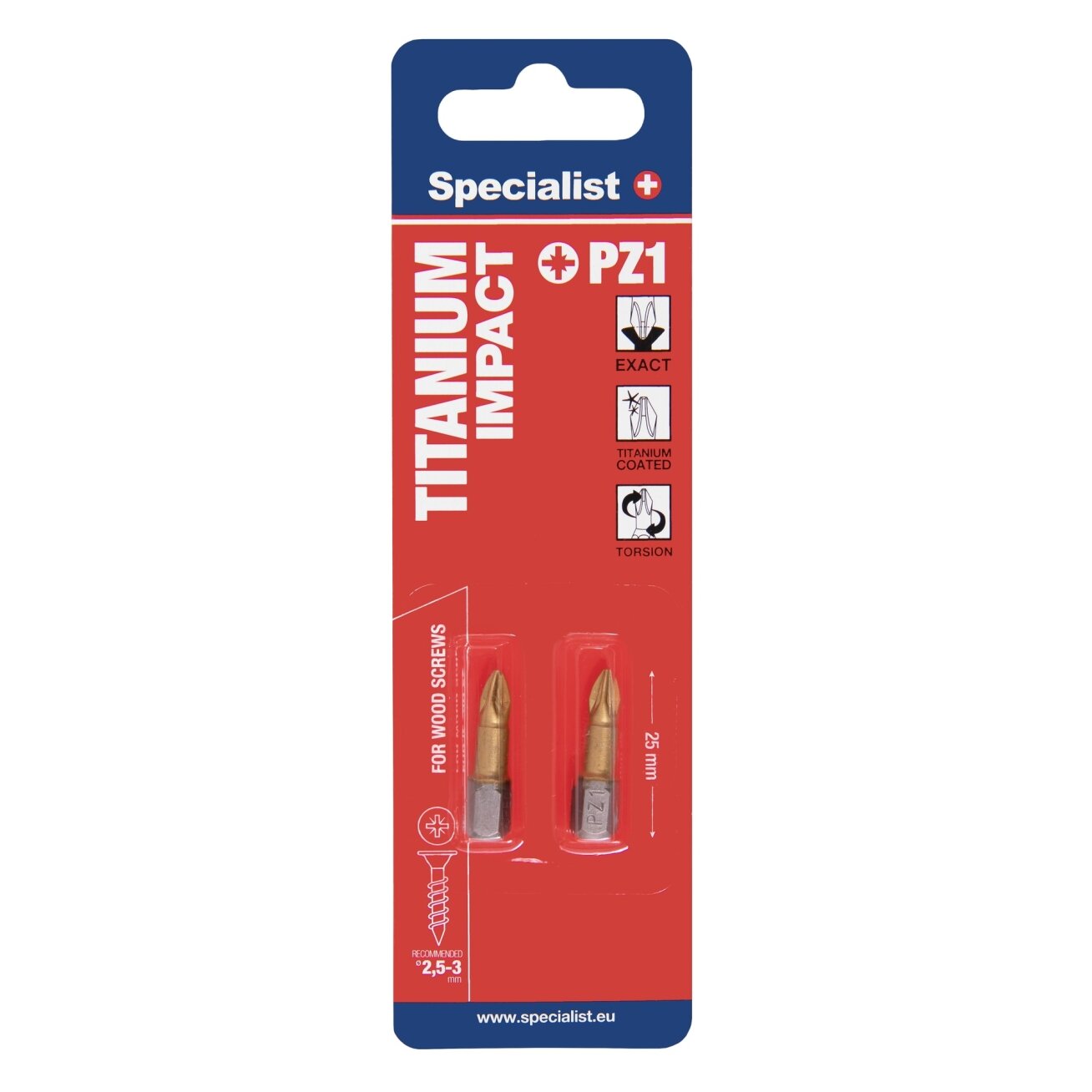 Specialist+ SPECIALIST+ antgalis TITANIUM PZ1, 25 mm, 2 vnt. 5 Specialist+ SPECIALIST+ antgalis TITANIUM PZ1, 25 mm, 2 vnt. 5