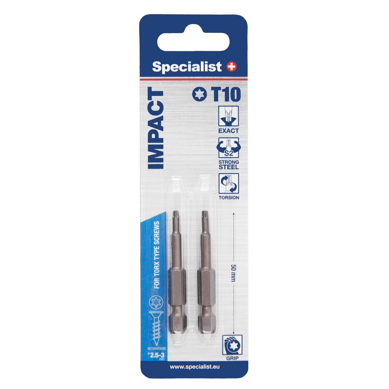 Specialist+ SPECIALIST+ antgalis TORX GRIP T10, 50mm, 2 vnt. 1 Specialist+ SPECIALIST+ antgalis TORX GRIP T10, 50mm, 2 vnt. 1