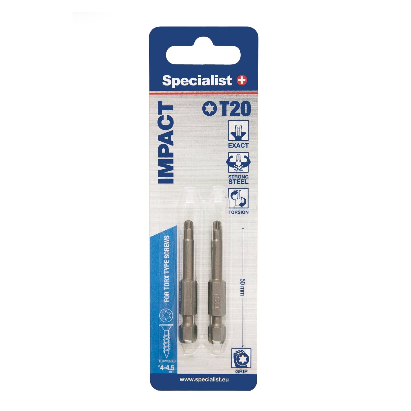 Specialist+ SPECIALIST+ antgalis TORX GRIP T20, 50mm, 2 vnt. 1 Specialist+ SPECIALIST+ antgalis TORX GRIP T20, 50mm, 2 vnt. 1