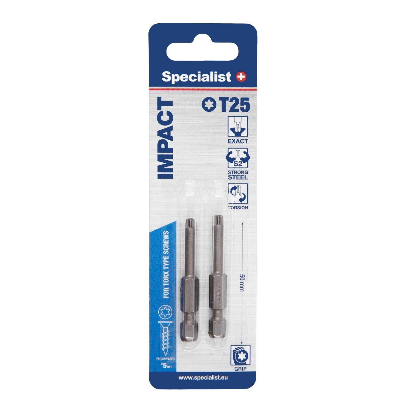 Specialist+ SPECIALIST+ antgalis TORX GRIP T25, 50mm, 2 vnt. 1 Specialist+ SPECIALIST+ antgalis TORX GRIP T25, 50mm, 2 vnt. 1