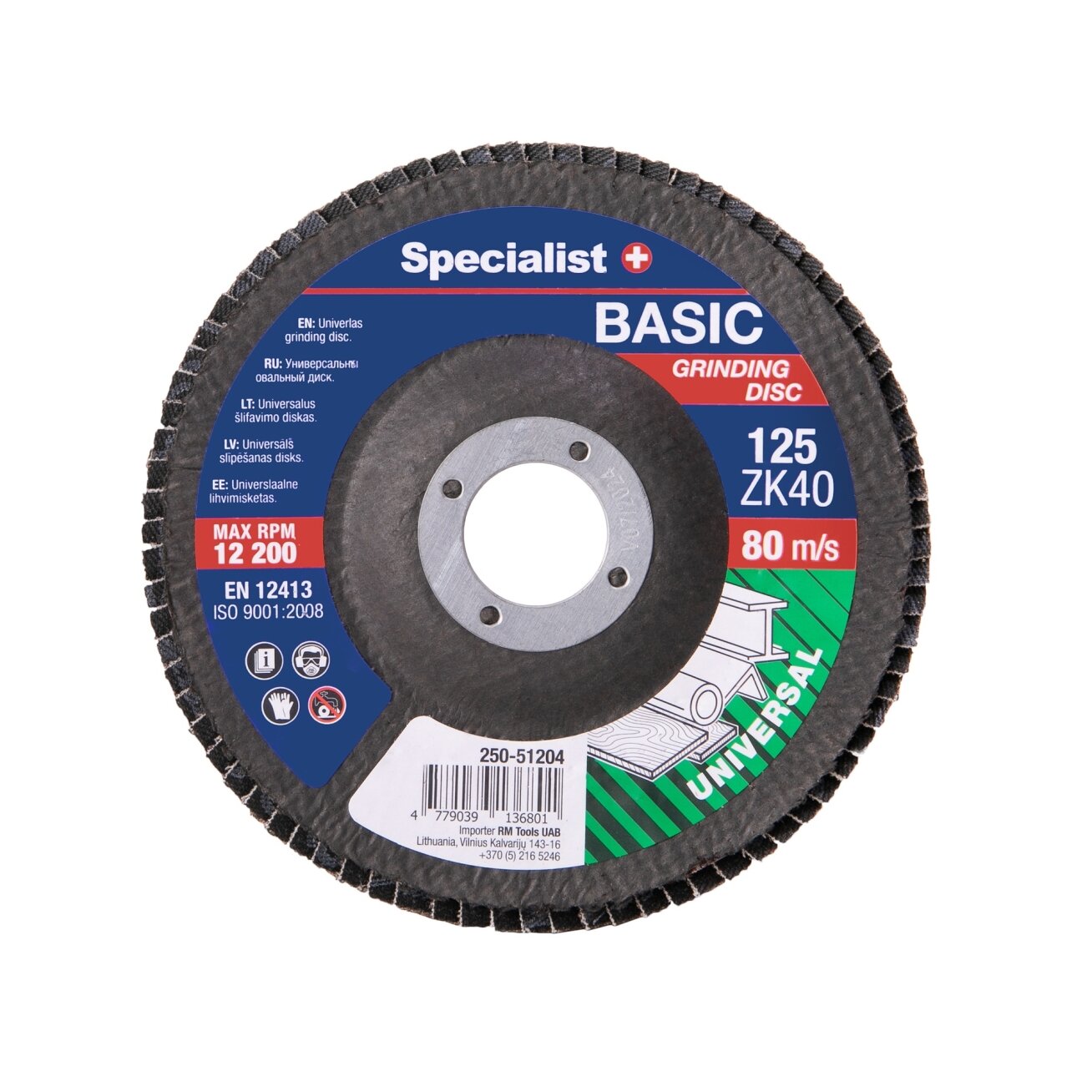 Specialist+ SPECIALIST+ lapelinis šlif. diskas BASIC ZK40, 125 mm 4 Specialist+ SPECIALIST+ lapelinis šlif. diskas BASIC ZK40, 125 mm 4