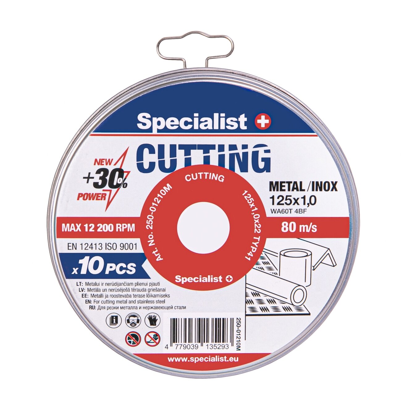 Specialist+ SPECIALIST+ metalo pj.diskas CUTTING, 125x1x22 mm 10 vnt. metal. d 1 Specialist+ SPECIALIST+ metalo pj.diskas CUTTING, 125x1x22 mm 10 vnt. metal. d 1