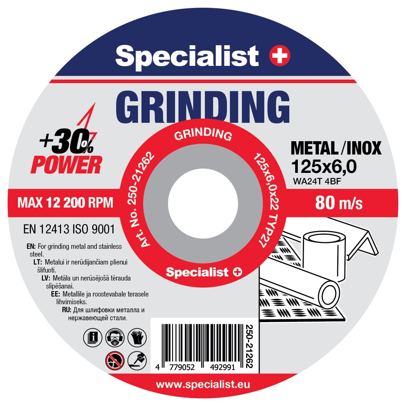 Specialist+ SPECIALIST+ šlifavimo diskas GRINDING, 125x6x22 mm Specialist+ SPECIALIST+ šlifavimo diskas GRINDING, 125x6x22 mm
