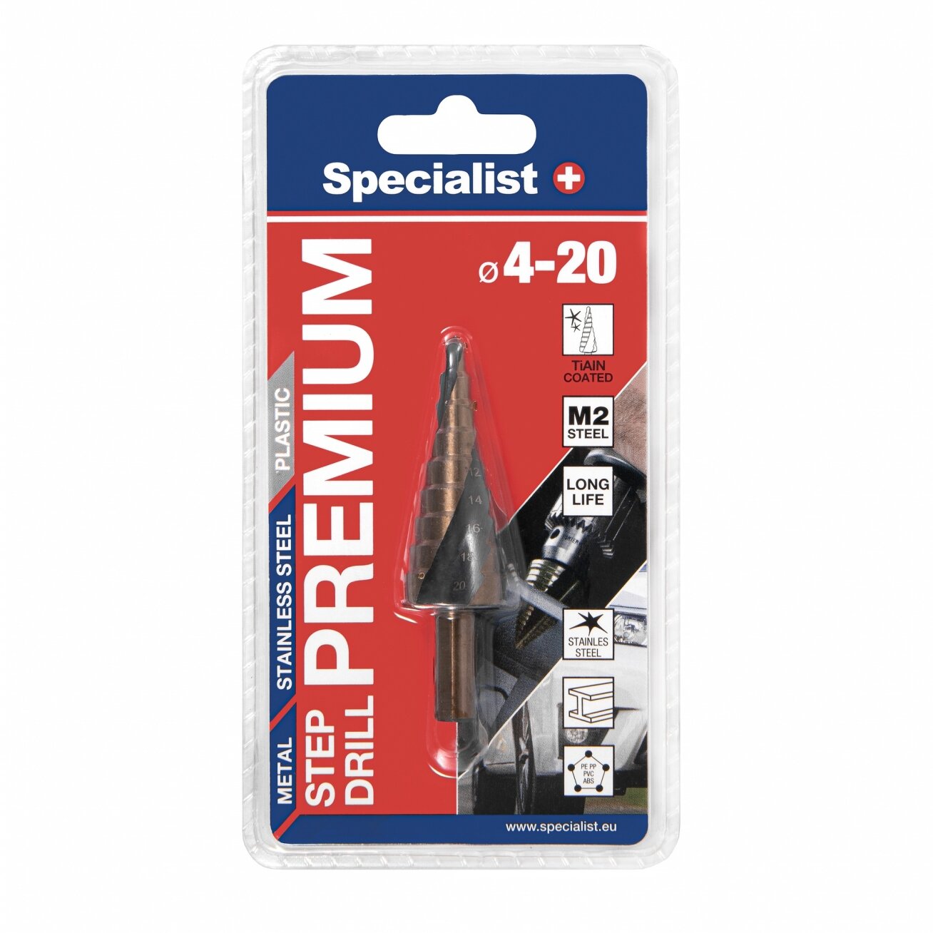 Specialist+ SPECIALIST+ žingsninis grąžtas PREMIUM, ⌀4-20 5 Specialist+ SPECIALIST+ žingsninis grąžtas PREMIUM, ⌀4-20 5
