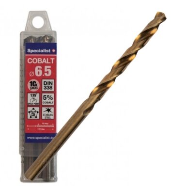 Specialist+ SPECIALIST+ metalo grąžtas COBALT, 6.5 mm, 10 vnt.